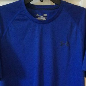 Under Armour Mens Tshirt SS Blue Black UA loose heatgear Size: Large
